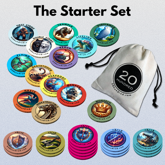 Starter Set of 30 playing chips with bag for MTG by 20 Hundred